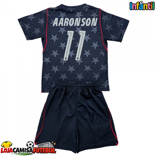 Camisa de Futebol Estados Unidos Brenden Aaronson #11 Equipamento Secundário Infantil Mundo 2026 Manga Curta (+ Calças curtas)